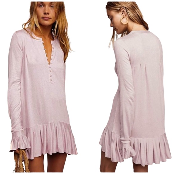 NWT Free People Your Girl Dusty Lavender Tunic Mini Dress